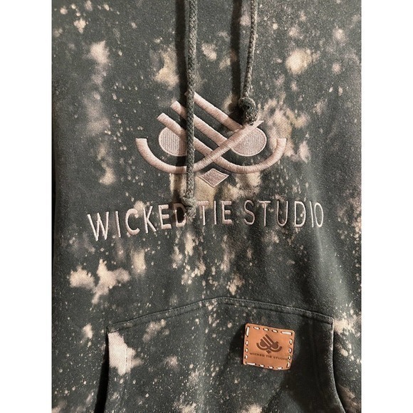 Wicked Tie Studio Unisex Alpine Green Small Reverse Tie Dye Bleached Embroidered - Picture 2 of 10